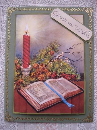 Christmas Candle & Book - Card Front with Bottom Stacker by Margaret Mullan