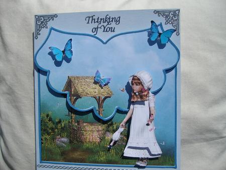 Mock Envelope Style Card Front with Pretty Girl by Margaret Mullan