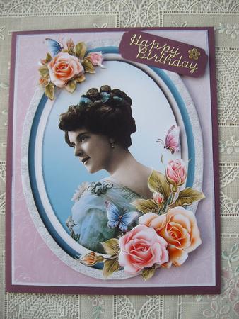 Victorian Lady in Floral Frame Decoupage by Margaret Mullan