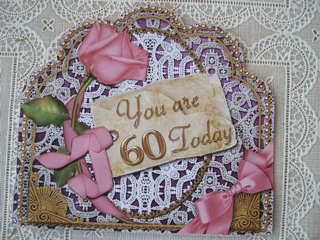 Pink Rose Purple 60 Today Giant 8in Scallop Bottom Stacker by Margaret Mullan