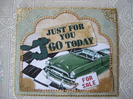 Vintage Green Car 60 Today Giant 8in Scallop Bottom Stacker by Margaret Mullan
