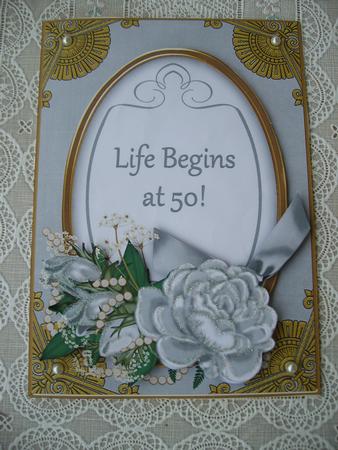 Silver Rose Life Begins at 50! Oval 7x5in Step by Step by Margaret Mullan