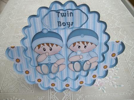 Twin Boys Wobble Card by Margaret Mullan