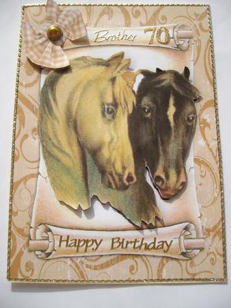 Beautiful Vintage Horses on a Scroll by Margaret Mullan