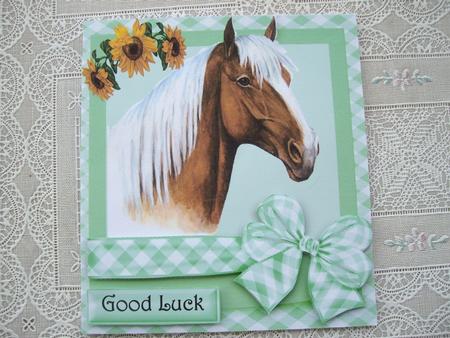 Beautiful Horse in Bow Frame with Sunflowers by Margaret Mullan
