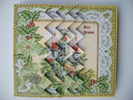 Candlesticks Green Poinsettia 5in Zig Zag One Side Stacker by Margaret Mullan