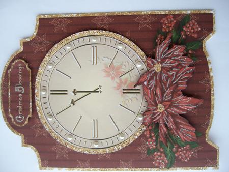 Christmas Poinsettia Clock Screen Card by Margaret Mullan