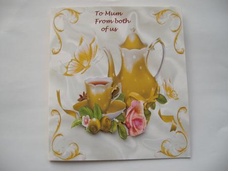 Gold Teacup with Rose and Doves 8x8 by Margaret Mullan