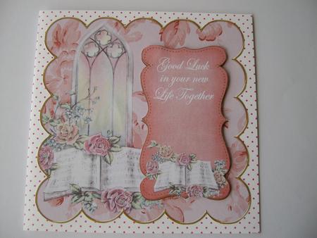 Pink Glory Window New Life Together 8in Scallop Topper by Margaret Mullan