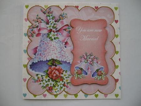 Pink Wedding Bells Now Married 8in Scallop Topper by Margaret Mullan