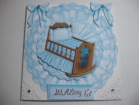 Baby Boys Blue Rocker Crib on Lace Rocker by Margaret Mullan