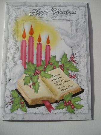 Beautiful Pink Candles and Holy Bible with Doves A4 by Margaret Mullan