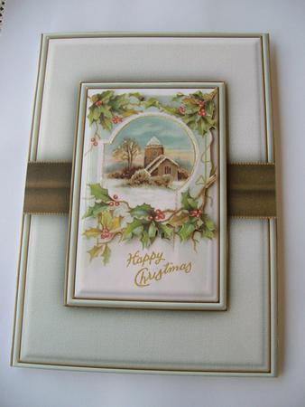 Snow Scene & Holly Quick Card by Margaret Mullan