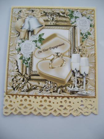 Gold Sparkler with Gold Bells and Champagne 8x8 by Margaret Mullan