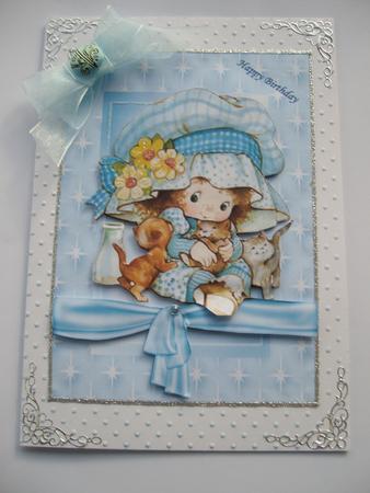 Little Girl and Kittens, with Stars & Bows by Margaret Mullan
