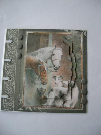 Two Horses and Dogs Card with Shaped Layers by Margaret Mullan