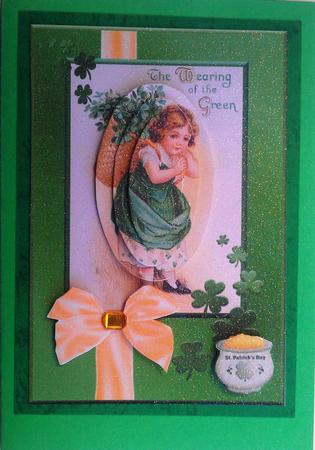 St. Patricks Girl with Clover Qs by Maggie Nagle