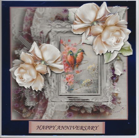Roses and love birds by Margaret Prior