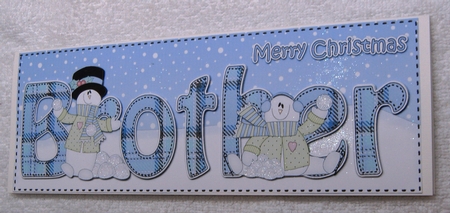 Large DL Merry Christmas BROTHER 3D decoupage with Snowman Rio by Margaret Scott