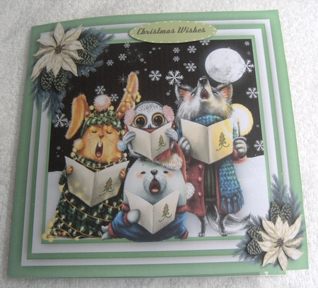 4, Card Fronts Christmas Animals + 2 Inserts  by Margaret Scott