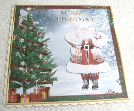 Christmas Santa Decoupage 8x8ins Topper 1 by Margaret Scott