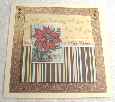 Poinsettia Happy Christmas 6inch Split Decoupage Topper by Margaret Scott
