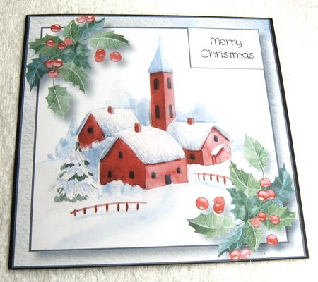 The Christmas Village - The Church 8x8 by Margaret Scott