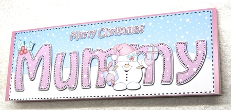 Large DL Merry Christmas MUMMY 3D decoupage with Snowball Sam  by Margaret Scott
