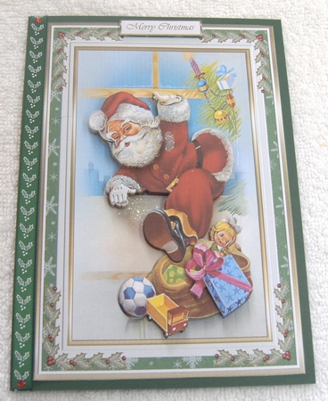 Christmas Santa has Arrived Decoupage Topper  by Margaret Scott