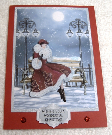 Waiting For Romance - A5 card front with decoupage by Margaret Scott