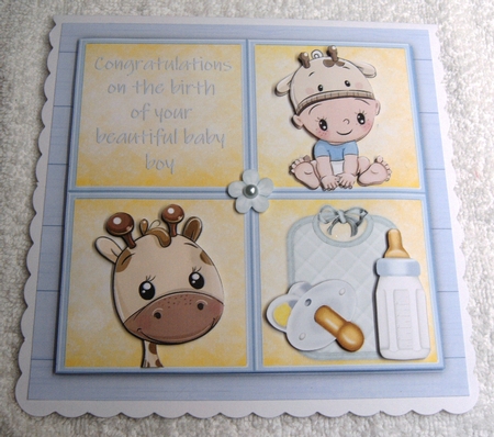 Baby Boy Cube Giraffe 8x8 Mini Kit by Margaret Scott