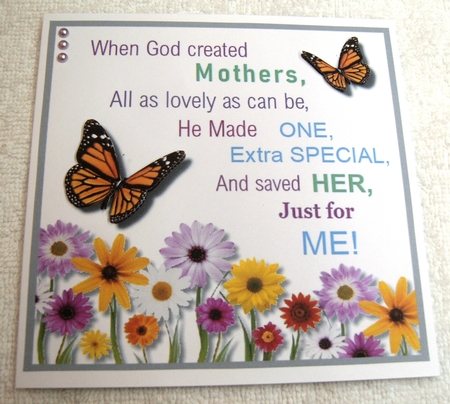 Butterflies and spring flowers Mothers Day or Mum Birthday by Margaret Scott