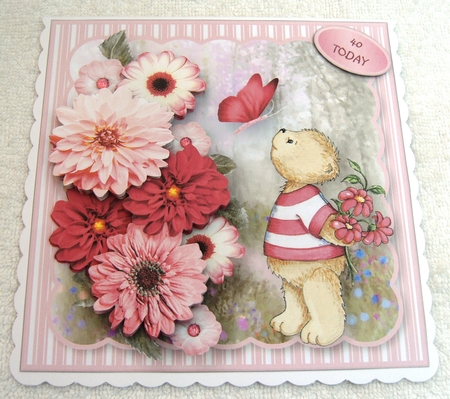 Teddy and Flowers - Decoupage Card Mini Kit by Margaret Scott