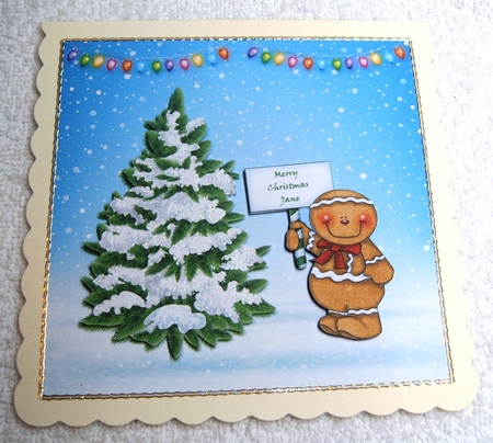 GINGERBREAD MAN WITH SIGN 6X6 by Margaret Scott