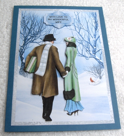 Christmas Love 2 - A5 card front with decoupage by Margaret Scott
