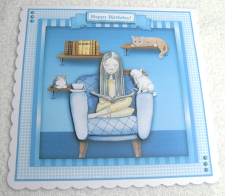 Cat Lover - 8 x 8 Card Topper With Decoupage by Margaret Scott