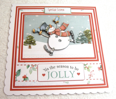 Fal lal lal snowman 7x5x7x5 card by Margaret Scott