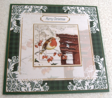 Christmas Vintage Robin Lace Filigree Topper 2 by Margaret Scott