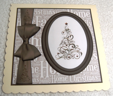 3 Brown Christmas oval card front/topper blanks by Margaret Scott
