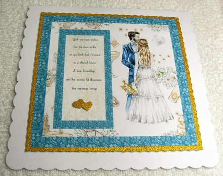 Save The Date Wedding Paper Watercolor Illustration Bride and Groom Wedding Seamless Pattern Flowers champagne Sparkly gold backdrop DIY by Margaret Scott