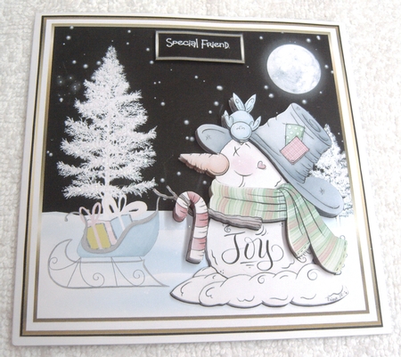Snowman and bird friend 6x6 card by Margaret Scott