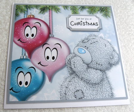 Tatty Teddy with Christmas baubles by Margaret Scott