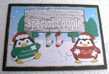 Christmas Fat Penguins with sign SPECIAL COUPLE insert by Margaret Scott