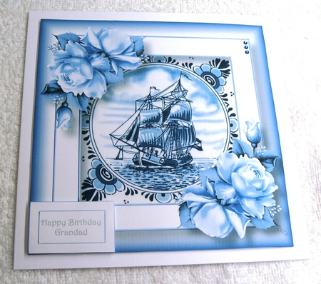 Delft Blue Tiles & Roses QUICK TOPPER Bumper Kit by Margaret Scott