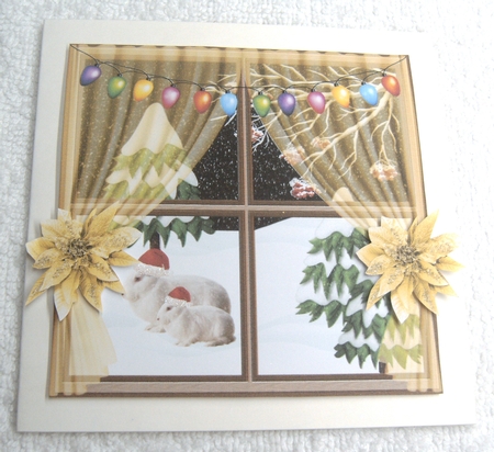 Window View Sheer Curtain Poinsettias-Candyland by Margaret Scott