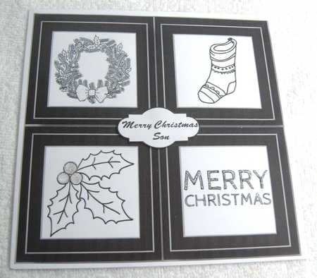 Christmas Line Art Quad Frame 8x8 by Margaret Scott