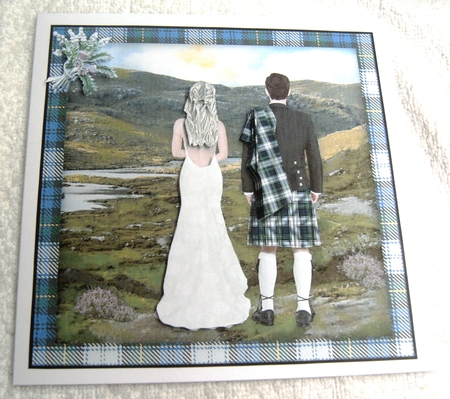 Scottish Wedding (2) - 7.5 x 7.5 Card Topper & Decoupage by Margaret Scott