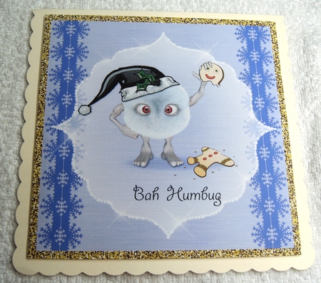 3 Bah Humbug Christmas pom pom card fronts/toppers 2 by Margaret Scott