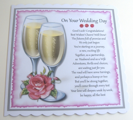 Wedding Day card topper with beautiful verse by Margaret Scott