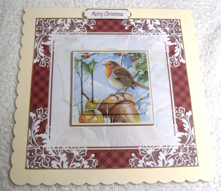 Christmas Snow is Falling Pyramid 7x7ins Topper 1 by Margaret Scott